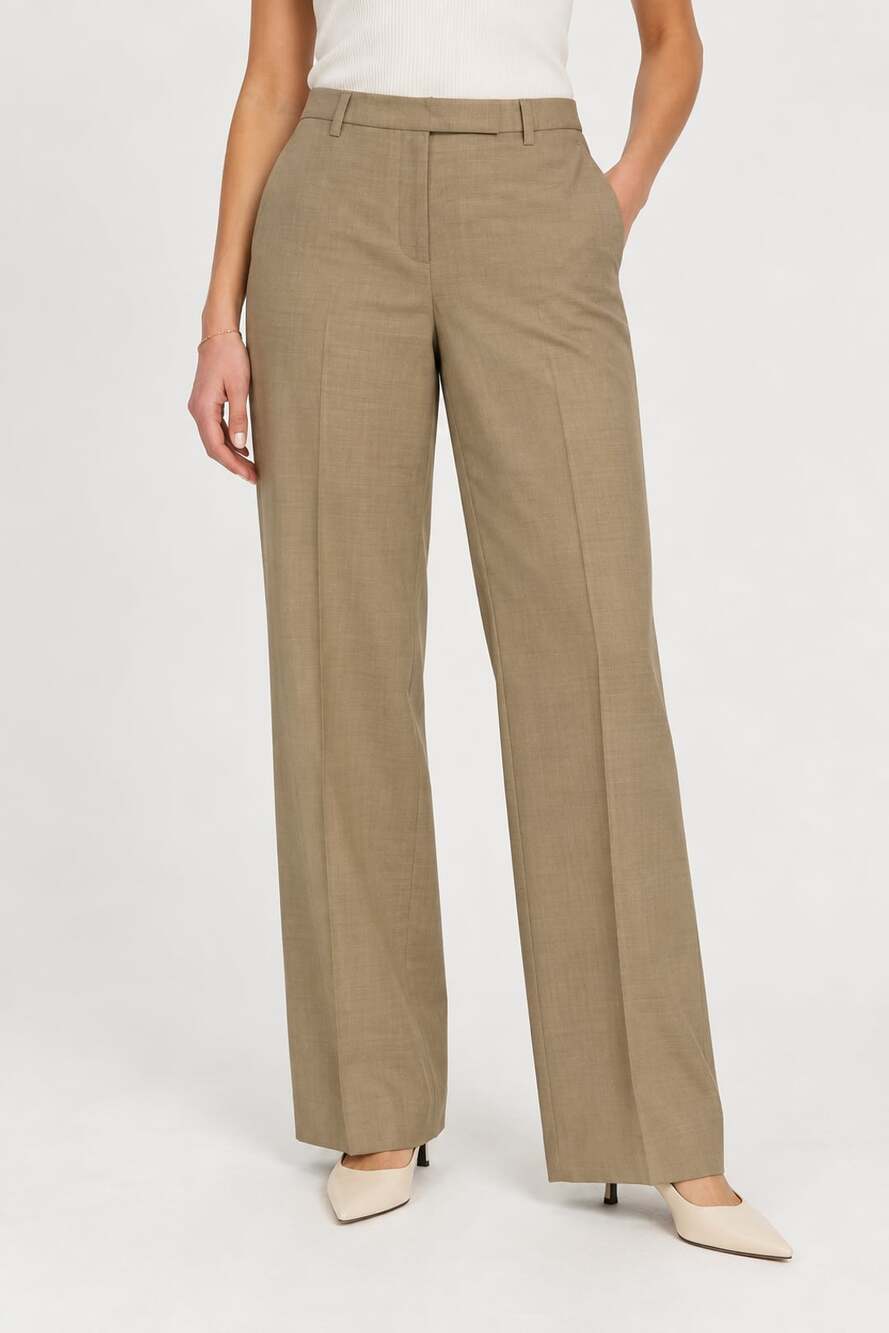 Brooks Brothers Wool Trouser Pants Size 4 Tan Wide Leg